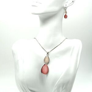 Infinity Pendant Simulated Gemstone Necklace & Earring Set Faux gemstone jewelry